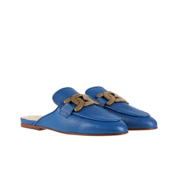 TOD’S Women’s Kate Chain Loafer Mules Capri Blue Size EU 36.5 - Picture 1 of 15